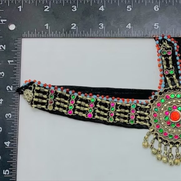 Afghan Multicolor Mathapatti, Tribal Kuchi Headpiece, Hair Jewelry